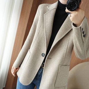 2022 New Style Short Elegant Suit Jacket Faux Cashmere Plush Jacket Women's Internet Celebrity Explosions Short Slim Fit
