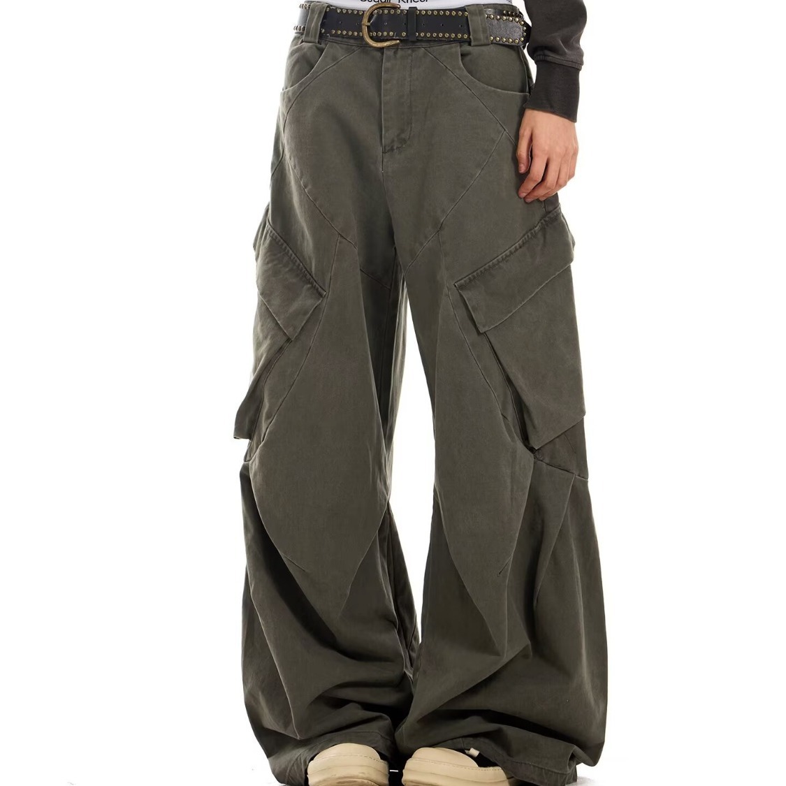 Designed Multi-Pocket Casual Cargo Pants for Men, Spring and Autumn New Style, American Retro Straight-Leg Loose Drape Wide-Leg Pants