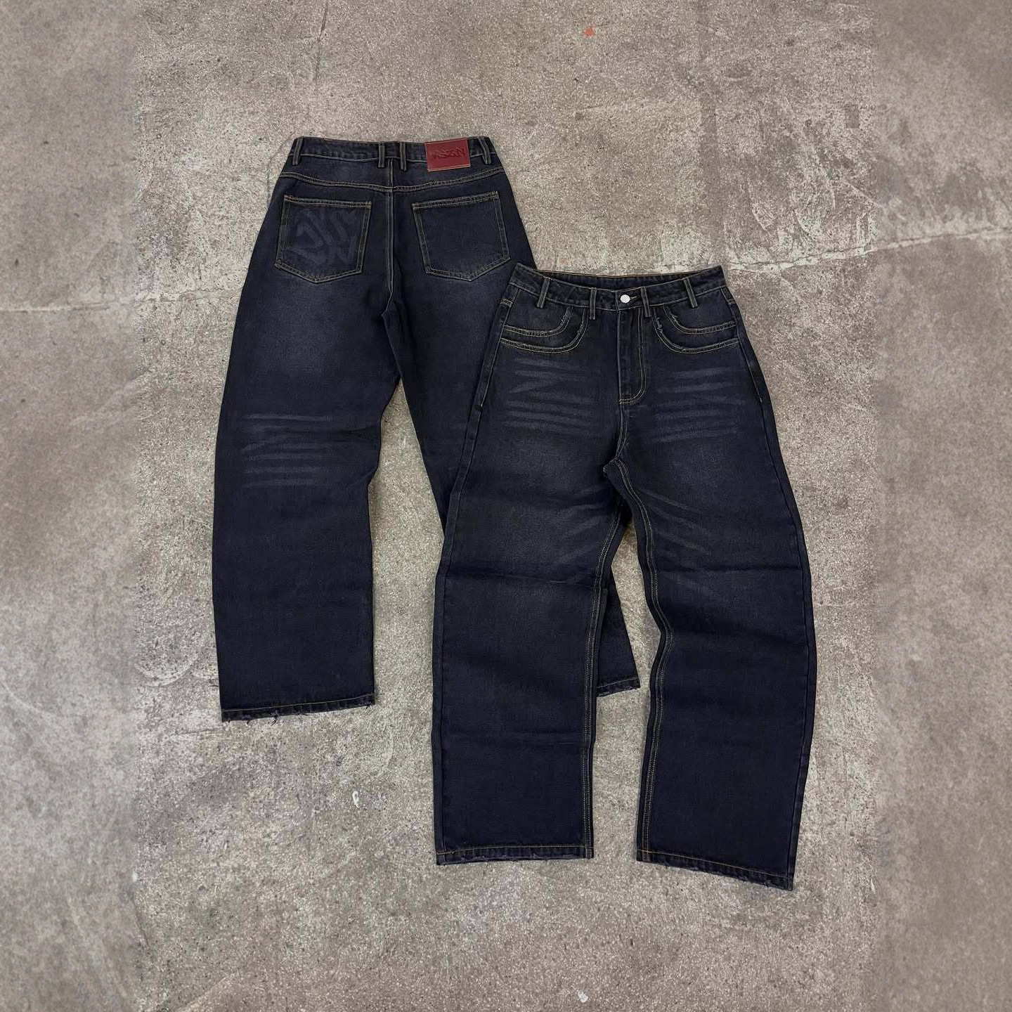 Europa y Estados Unidos transfronterizos estilo americano de alta calle de moda retro impresión personalidad callejera jeans casuales pantalones de piernas largas