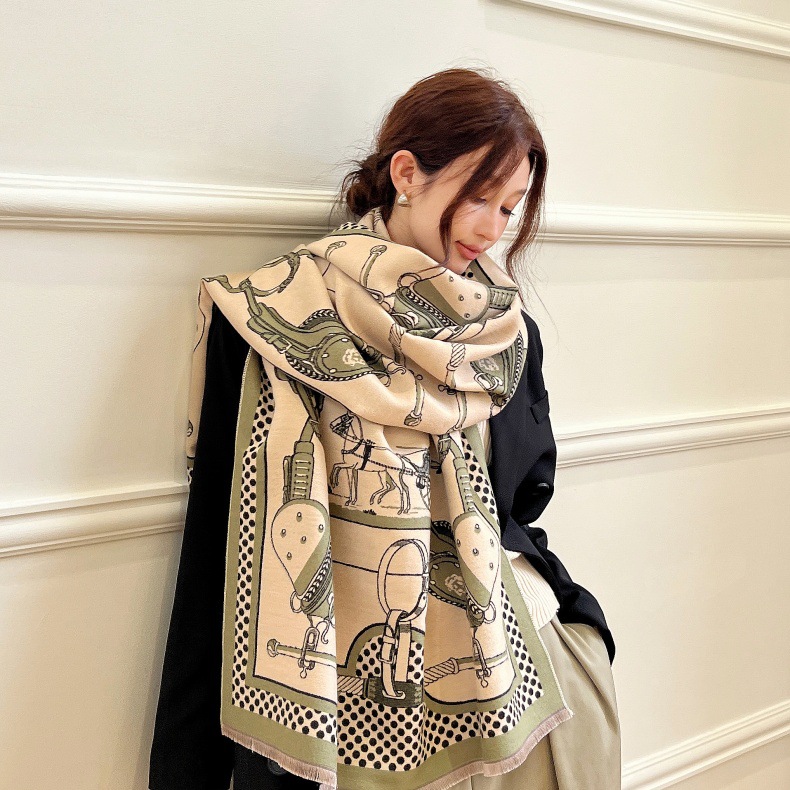 Sciarpa jacquard in cashmere imitazione di alta qualità e di lusso leggero, scialle invernale versatile da donna, antivento e caldo spesso_voghion.com