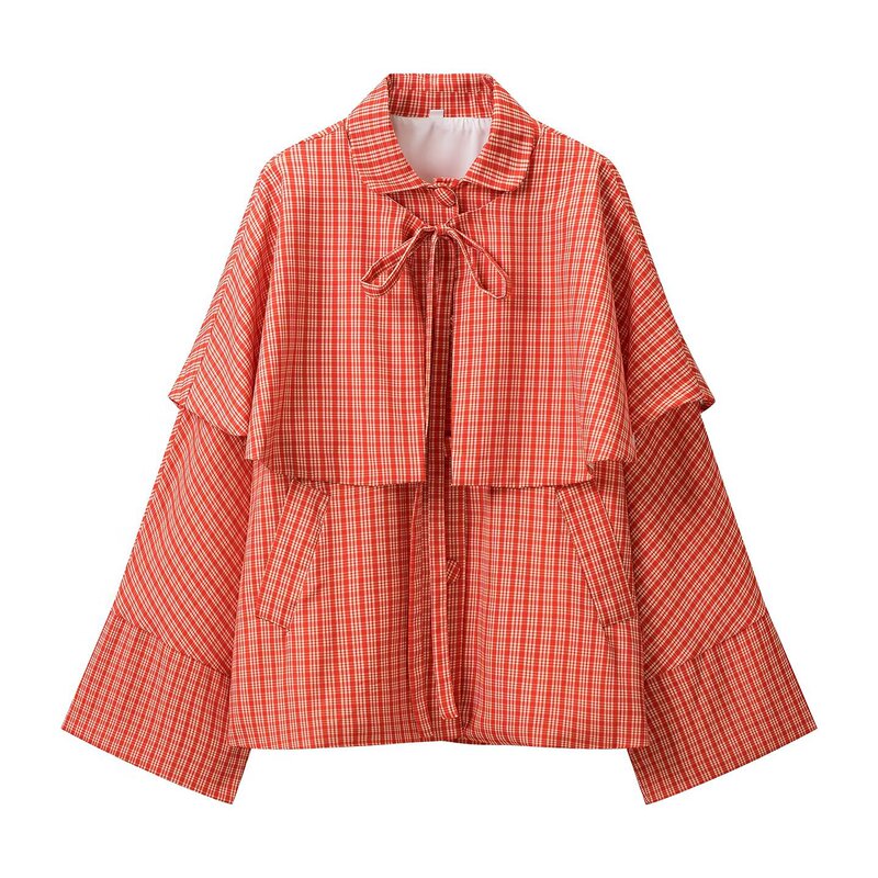 Amazon wholesale autumn new women's versatile plaid lapel single-breasted long-sleeve jacket coat shawl set Amazon wholesale autumn new women's versatile plaid lapel single-breasted long-sleeve jacket coat shawl set