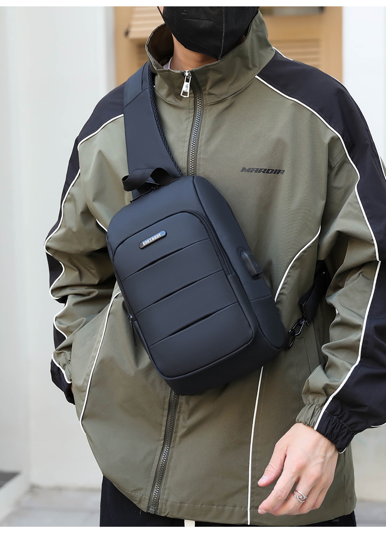 Cross-border chest bag, men's crossbody bag, single-shoulder backpack, multi-functional large-capacity charging crossbody small bag, messenger bag, men's bag undefined