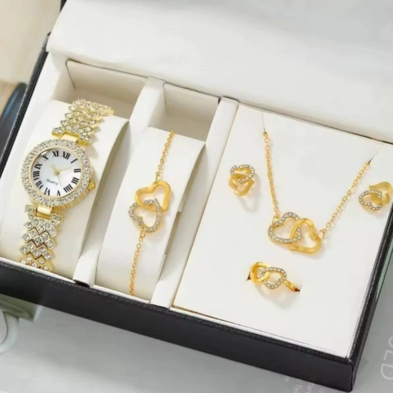 Casual Bracelet and Quartz Watch Set, Fashion Jewelry, Multiple Colors, 23.5 cm