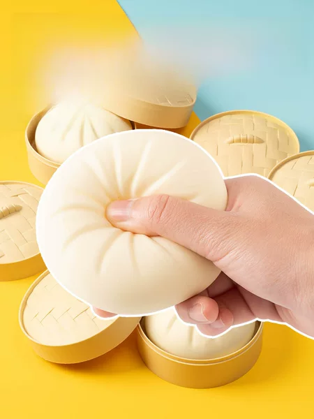 Big meat bun toy decompression soft simulation fake kneading music decompression artifact small steamer model silicone hand kneading vent