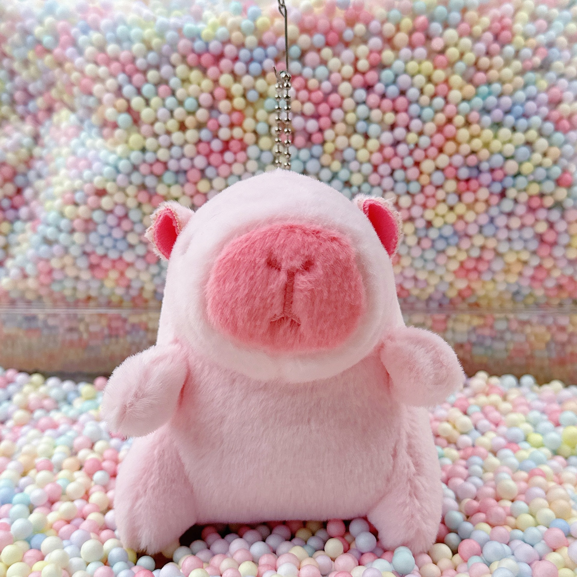 누드 핑크 카피바라 + 비즈 체인