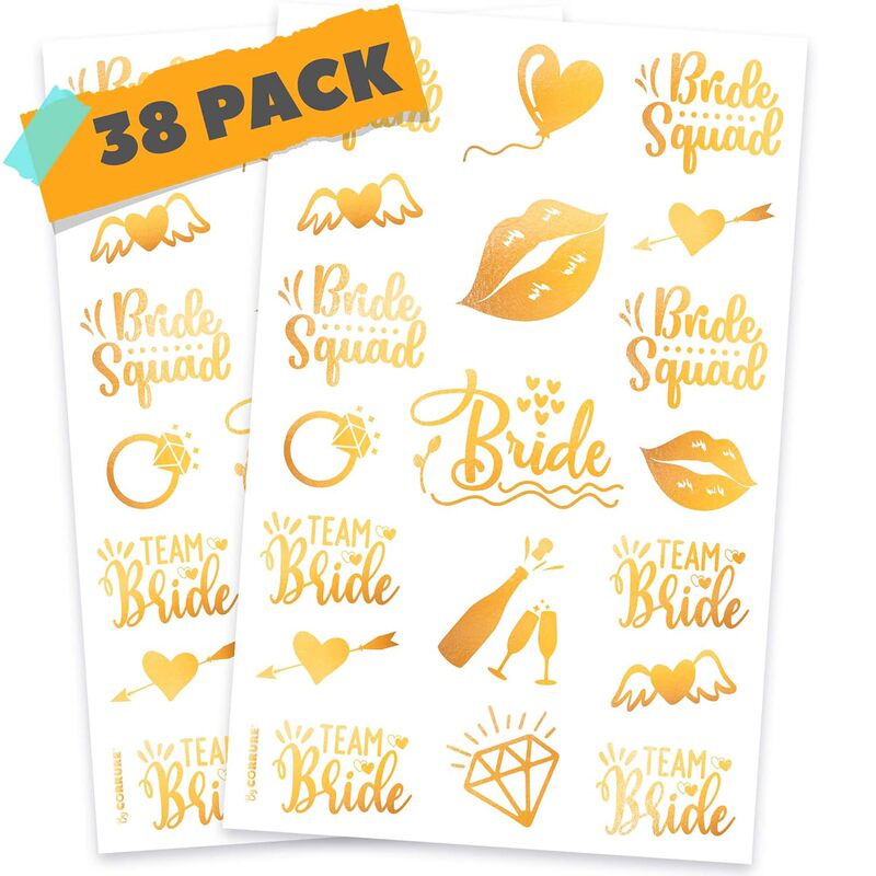 Amazon Special for Golden Wedding Temporary Tattoo Sticker Premium Bachelor Party Laser Shiny Tattoo Sticker