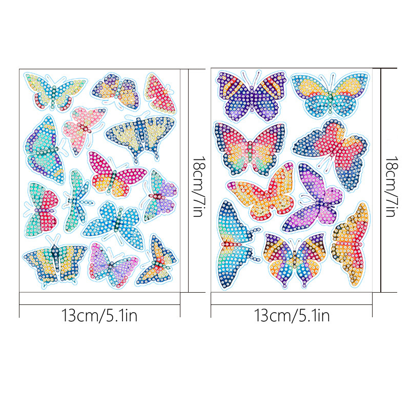 Mariposa de colores pintura de diamantes pegatinas aleatorias pintura DIY pegatinas de pared dibujos animados para niños pegatinas de diamantes hechas a mano pegatinas de ventana cristal