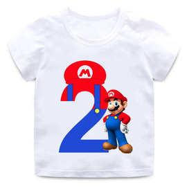 Super Mario Nummer 1-9 儿童 短袖T恤男孩打底衫上衣