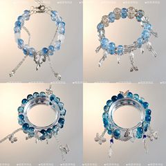 モアナ深海ブルーブレスレットオリジナルグラデーションニッチブルーシーフィッシュテールヒトデガラスブレスレットギフト