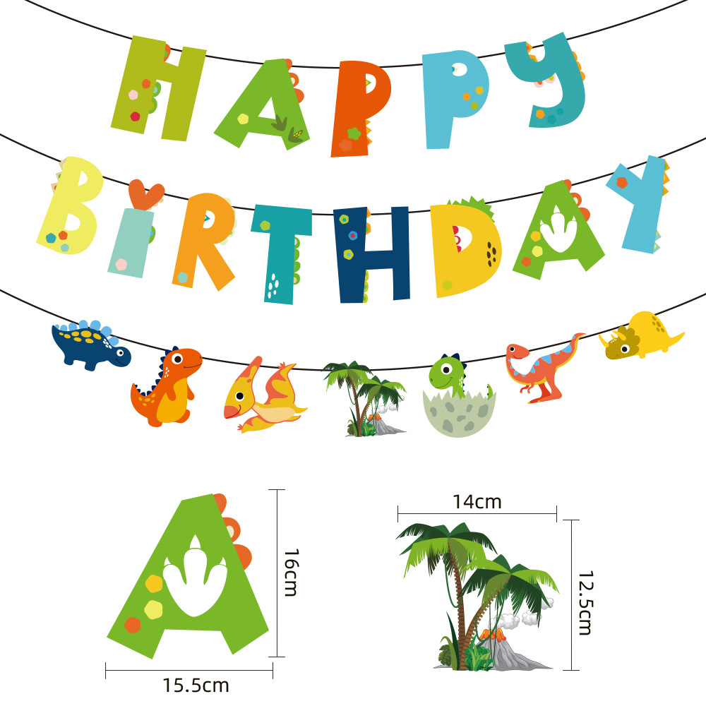 INS estilo dinosaurio tema Fiesta cumpleaños tire bandera Feliz cumpleaños decoración tire bandera