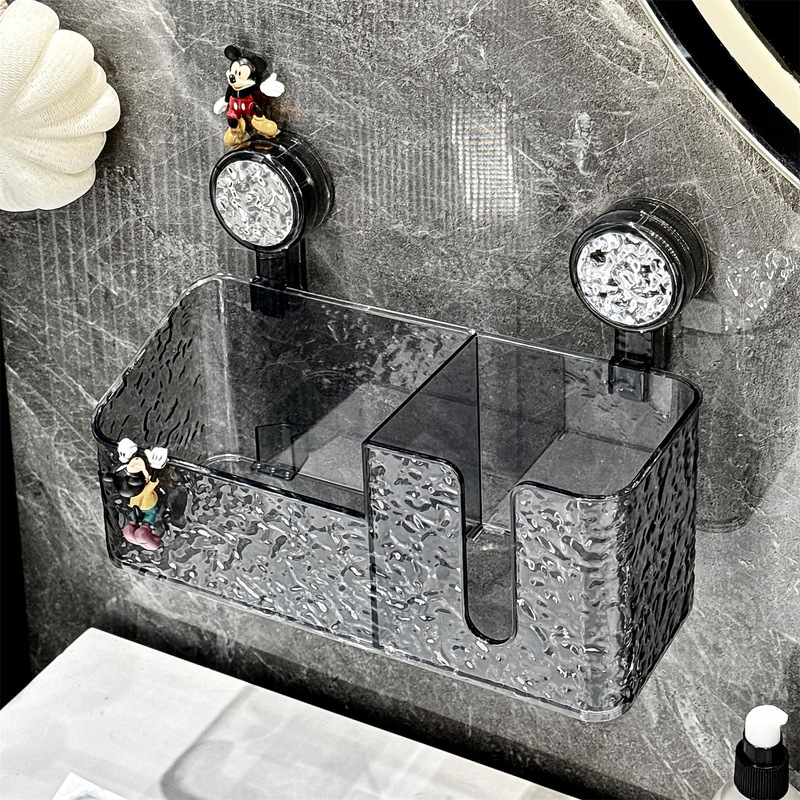 Bathroom Towel Storage Box Suction Cup Wall-Mounted Punch-Free High-End Tissue Box Discarded Towel Storage Rack