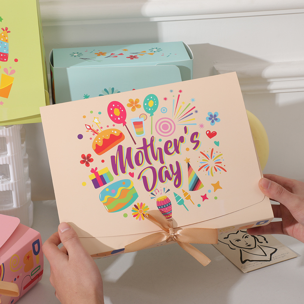 Caja de regalo transfronteriza del Día de la Madre Caja de regalo para mamá Caja de regalo de cumpleaños Acción de gracias Caja de papel vacía Caja de embalaje de arco image 3