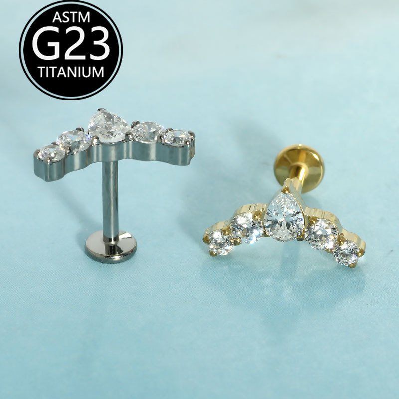 Pointed titanium steel lip stud product view