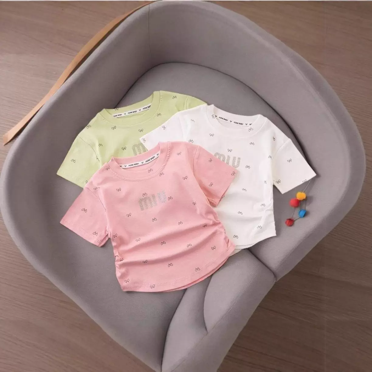 女童夏季冰丝短袖新款时尚宝宝中小童烫钻T恤休闲百搭儿童爆款衫