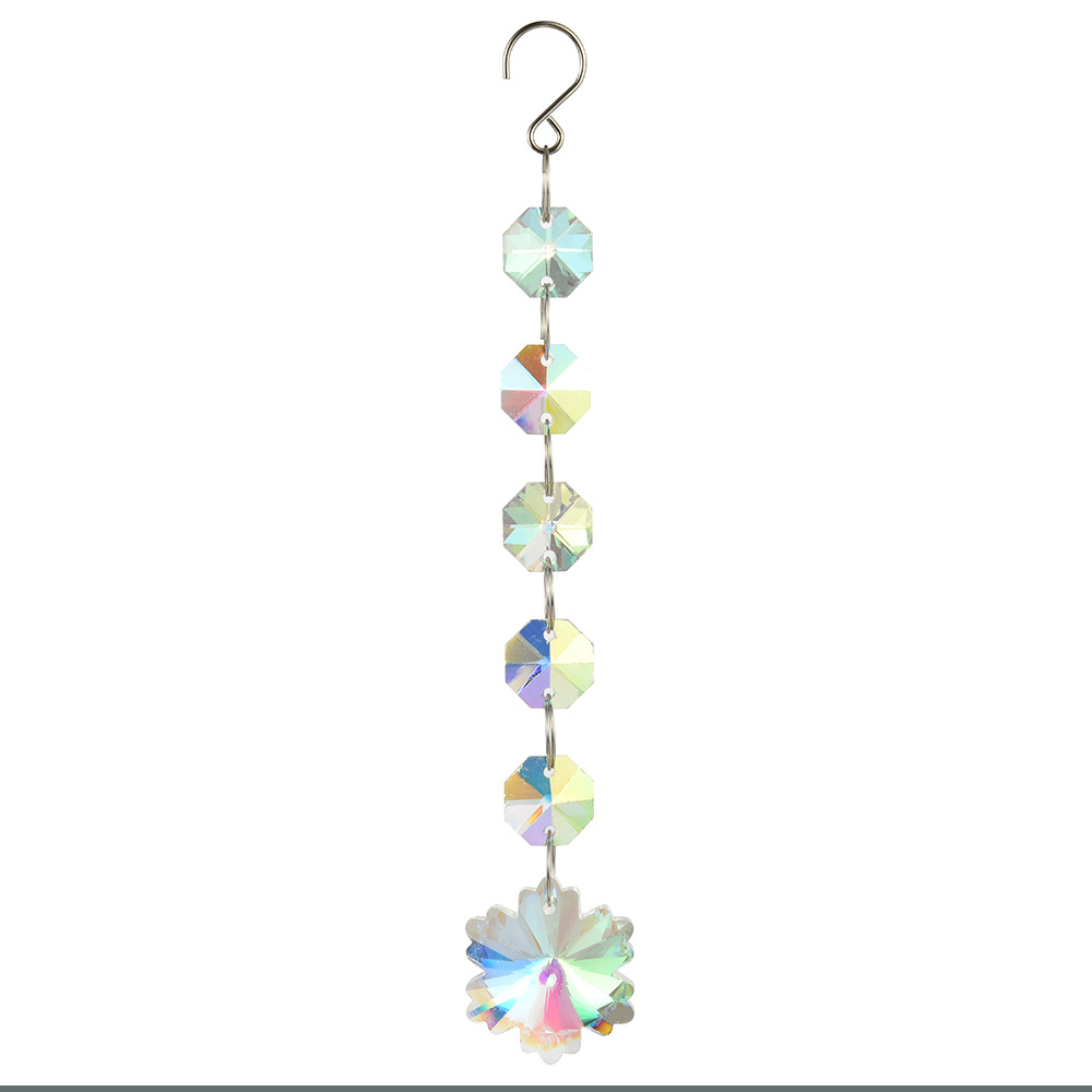 Attrape-soleil en cristal de soleil, décoration de jardin à suspendre soi-même, pendentif lumineux octogonal à perles irisées arc-en-ciel AB._voghion.com