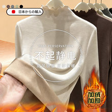 仅用于产品展示勿拍-加绒加厚羊毛半高领打底衫女秋冬木耳边阔太