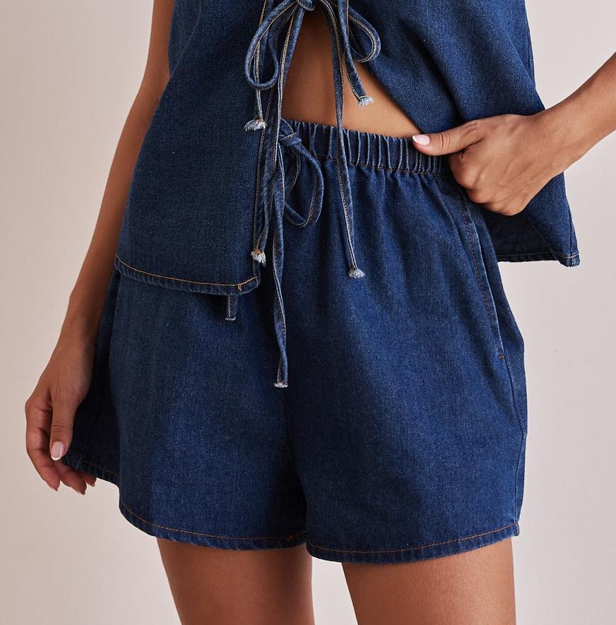 182g Weight Sleeveless Sleeve Length Cotton, Polyester, Denim Fabric Type Shorts Co-ord Set Sets Type 2 Pieces Set, 1 PCS/Package Quantity Holiday, Banquet, Selfie Occasion Round Neck Neckline Pocket Function Regular Fit Fit Type Solid Color Pattern Summer Season Women's Gender Casual, Elegant, Streetwear Style Holiday Banquet Selfie Women's Casual Elegant Streetwear Solid Color Cotton Polyester Denim Shorts Co-ord Set Shorts Sets 12
