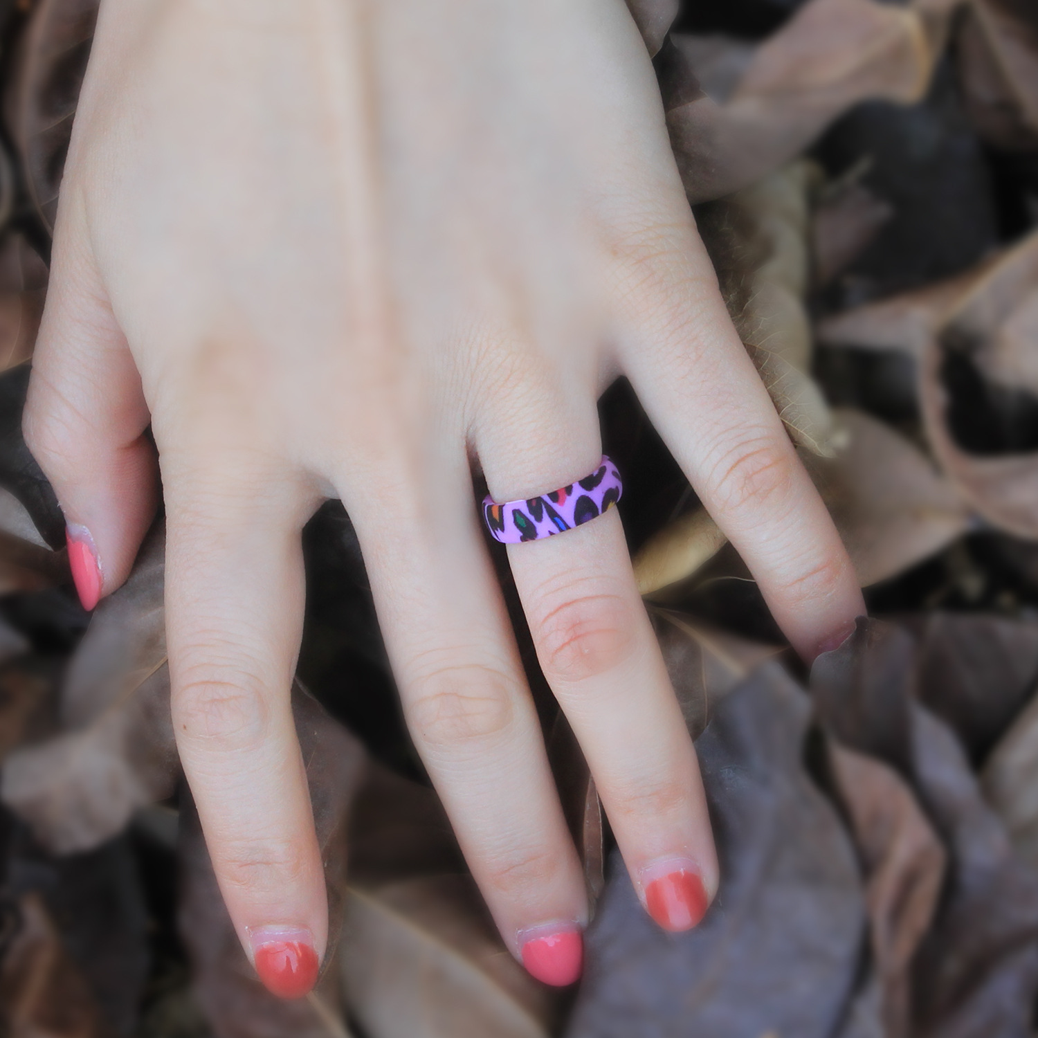 Silicone ring 5.7mm wide seven -color leopard silicone rings 3 color…