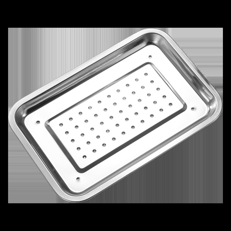 Qingwang ステンレス鋼漏斗パンチング長方形ティートレイ家庭用排水トレイ漏斗深蒸しトレイ濾過水排水トレイ|undefined