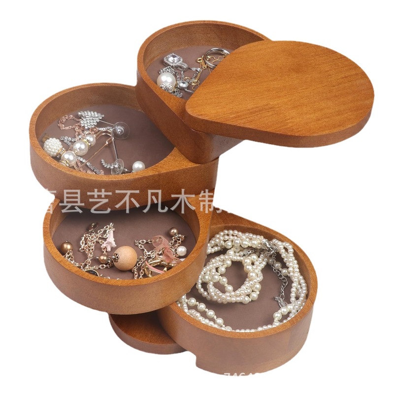 木製ジュエリー収納ケースクロスボーダー卸売り回転可能多層ジュエリーブレスレット整理ケース実木記念品木箱|undefined
