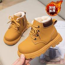 儿童马丁靴2025冬季新款防滑雪地靴男童英伦风加绒短靴轻便小黄靴