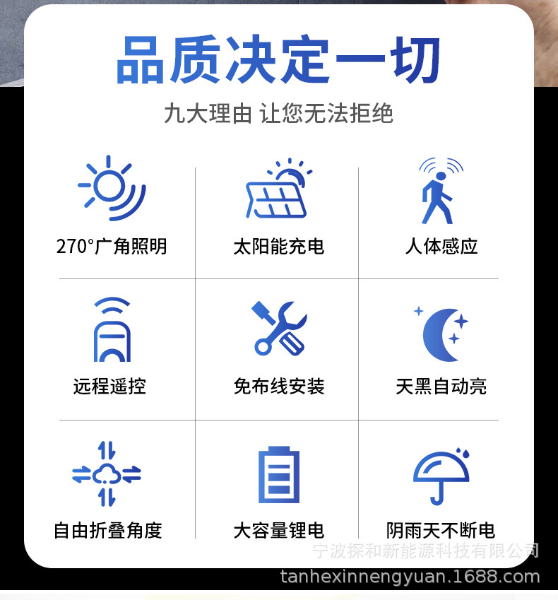 In 2022, the factory privately molded new solar wall lamps, human-sensing garden lamps, led rotating 5-head small street lamps pic 4
