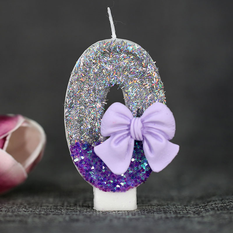 Nueva vela digital creativa vela de pastel de cumpleaños de arco púrpura para la vela de suministro de comercio exterior de comercio electrónico transfronterizo