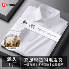 【含绵羊毛+莫代尔】新款保暖白衬衫男士长袖商务正装易打理衬衣