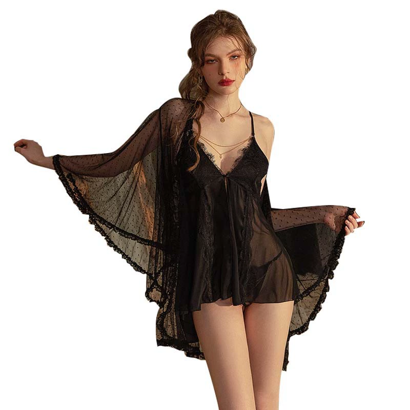Summer silky sexy set, pijama, silk bathrobe, french style, lifting effect