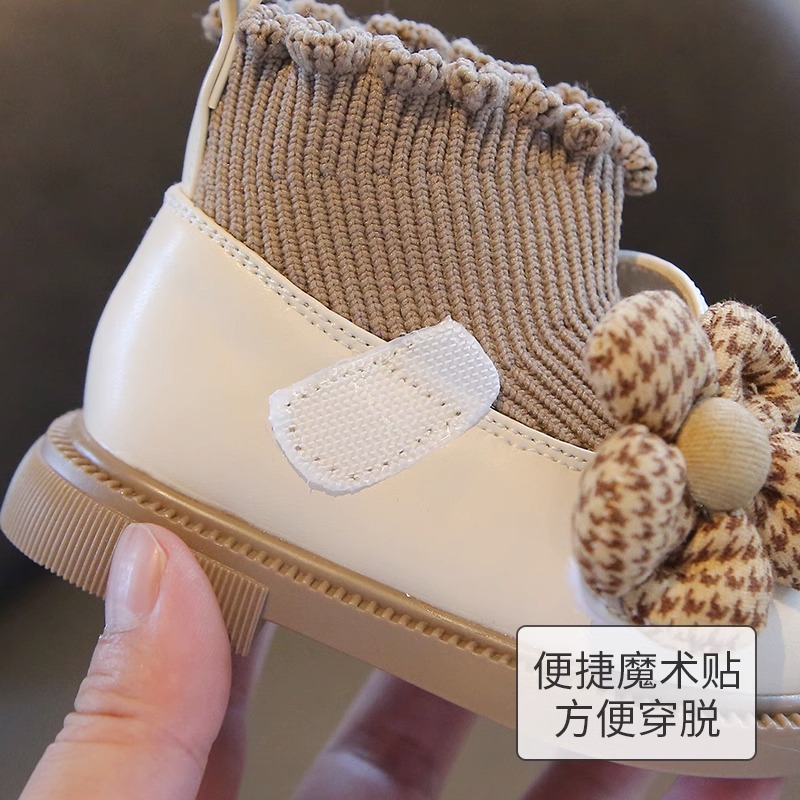 Bebé Niño Zapatos de fondo suave primavera y otoño 1-2 de un año de edad 3 años de edad bebé niña princesa zapatos volando tejidos niñas pequeños zapatos de cuero zapatos de niño