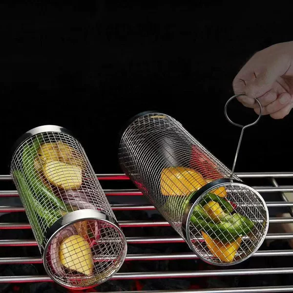 Cross-Border Barbecue Grill Basket Round Cage Outdoor Bbq Smoker Cage Processing Barbecue Rotating Roller Manufacturer