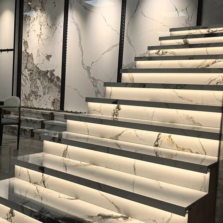 楼梯地砖悬浮踏步网红砖密别墅岩板缝下挂瓷砖梯级旋转一体式佛山