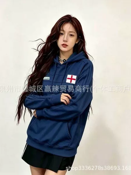 2026 Autumn High-Quality Flocked Hooded Sweatshirt, Loose Fit, Versatile, Slimming, Popular Trendy Brand Wholesale