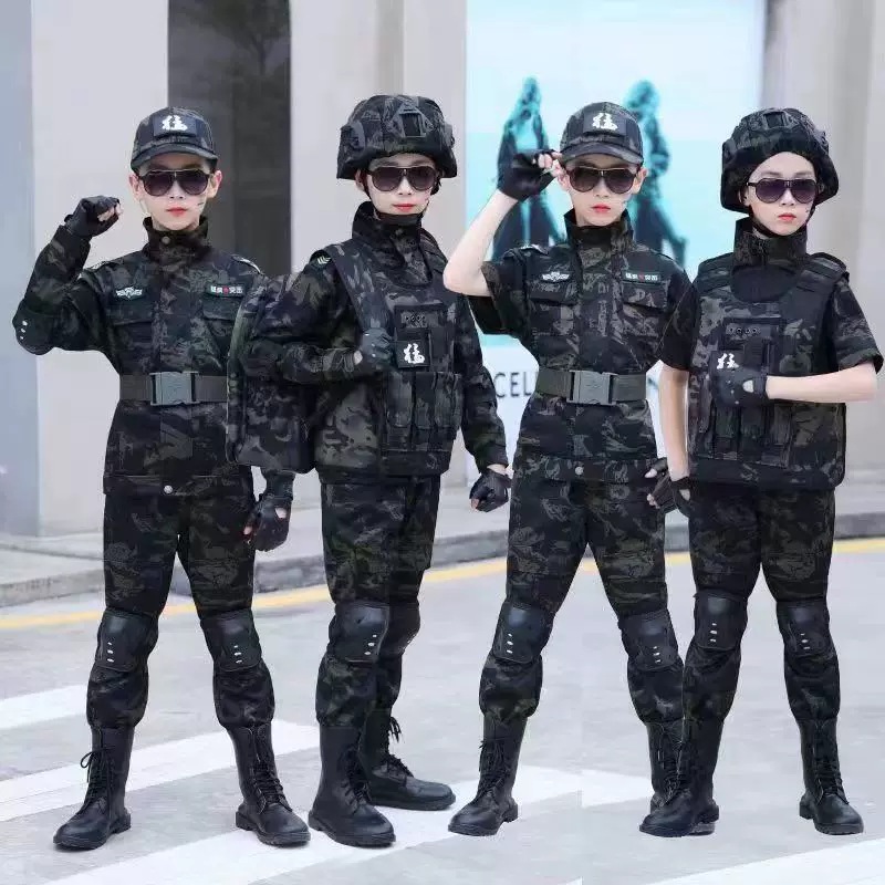 儿童特种兵作战服新款迷彩训练服儿童夏令营黑鹰迷彩服学生表演服