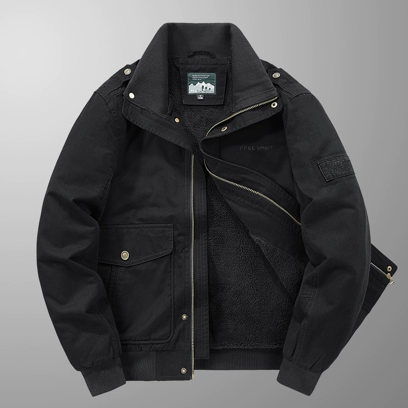 Demi‑season warm down jacket (men), oversized, fleece‑lined