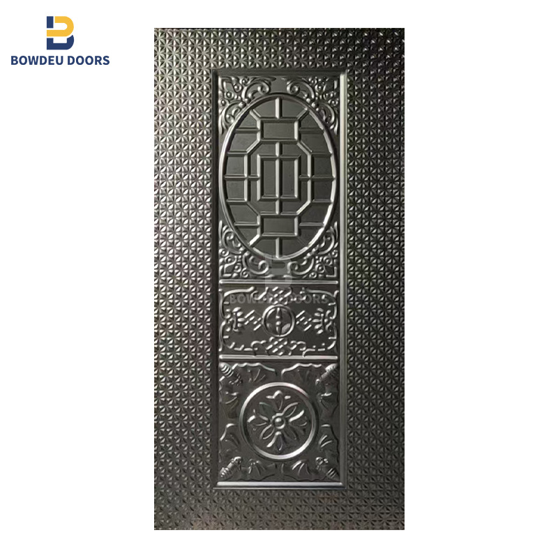 Fábrica de fuente de relieve de piel de puerta de hierro suministro directo de puertas en relieve de fachada de puerta antirrobo puerta de entrada de patio fachada