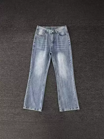 American Retro High-Waist Washed Denim Jeans for Men and Women, Trendy Street Style, Premium Edgy Slim Straight Slightly Flared Long Pants