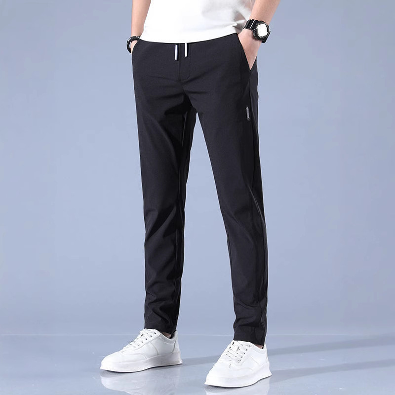 Chaolun cloth summer ice silk pants men's slim Korean casual pants men's thin straight trousers cross-border in stock wholesale