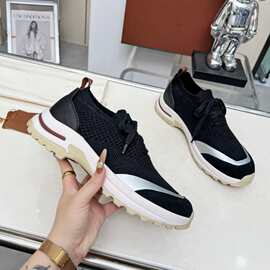 欧洲站针织运动鞋平底透气舒适轻便男士休闲鞋运动鞋跑鞋飞织鞋男