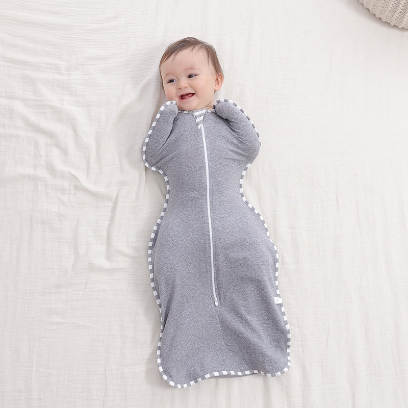 投降式防惊跳睡袋襁褓睡袋婴儿襁褓四季纯棉新生宝宝睡觉无袖包裹