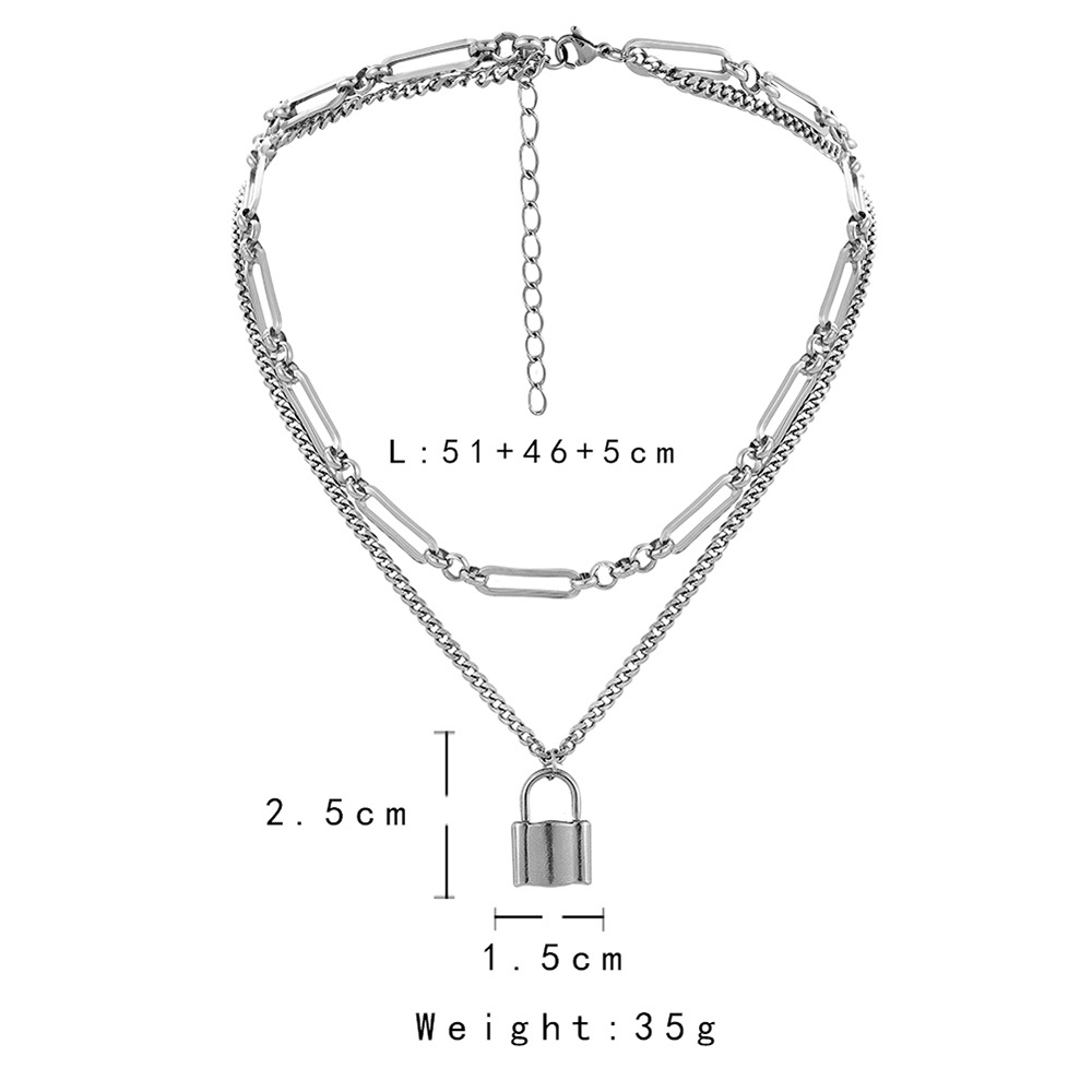 European Style Titanium Padlock Pendant Necklace For Men Stainless_voghion.com