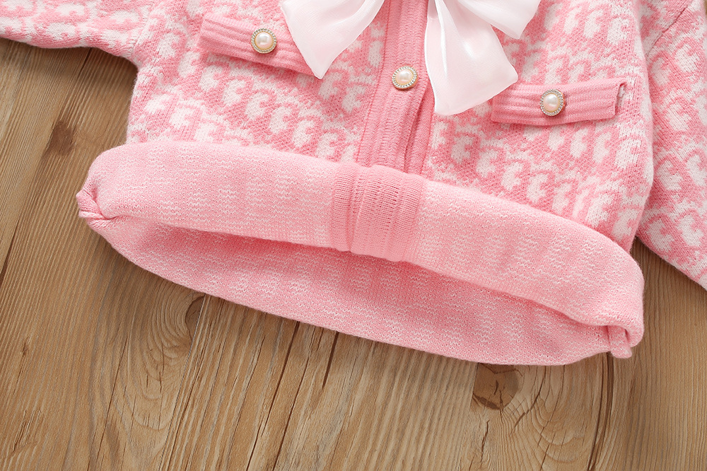 Pull pour filles, nouveau Style occidental, petit parfum, manches longues, nœud papillon, robe de princesse pour enfants, deux, automne/hiver 2023_voghion.com