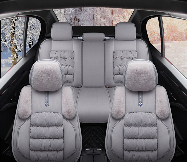 Car Cushion Winter Short Plush Cartoon Cute Women's All-inclusive Seat Cushion Goddess Winter Seat Cover Internet Celebrity Wool Cushion