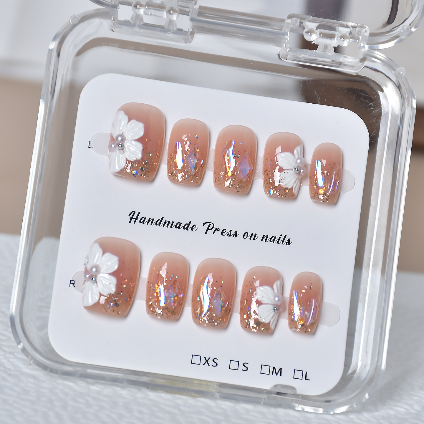 Caja transparente para usar uñas tienda física al por mayor barraca de uñas parches de uñas parches de uñas falsas desmontables