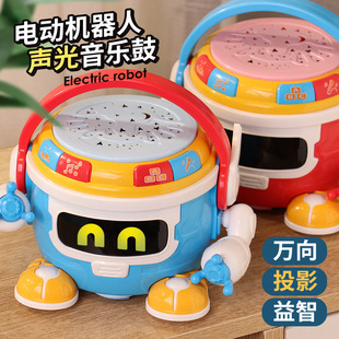Children's early education robot electric dancing toys music baby educational hand drum luminous stall toys wholesale