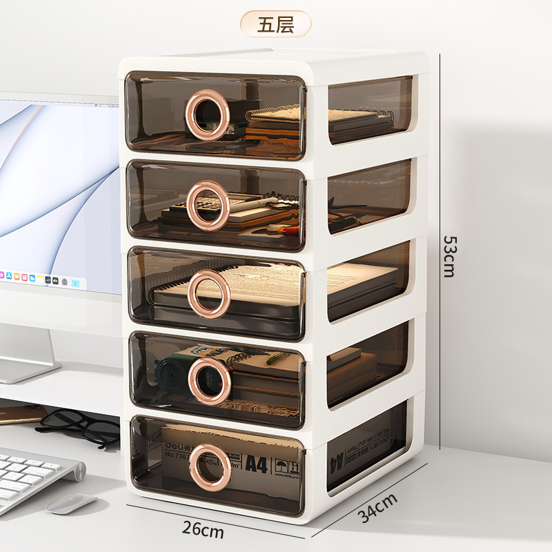 Luz de lujo tocador caja de cosméticos producto de cuidado de la piel estante de almacenamiento caja de almacenamiento de cosméticos cajón transparente estante de almacenamiento de escritorio