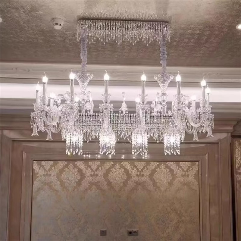 2025 nuevo estilo villa sala de estar comedor isla lámpara de araña rectangular lámpara de cristal lujosa y atmosférica lámpara de tira para comedor.