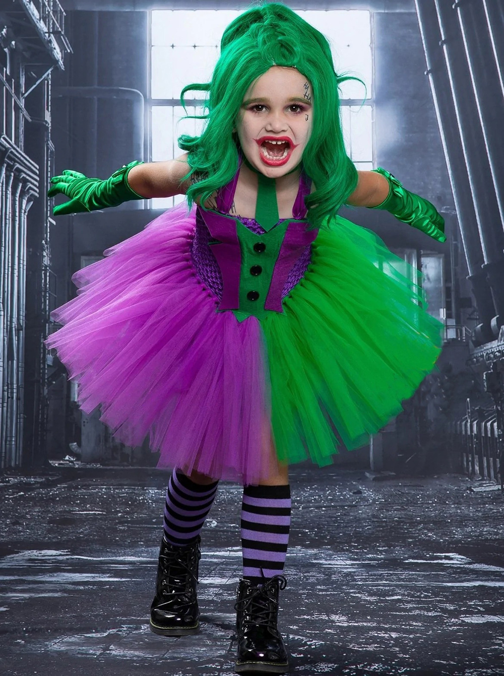 Abbigliamento per bambini Costumi per bambini di Halloween Il cavaliere oscuro Heath Ledger Batman Il Joker Gonna in tulle a rete per bambine_voghion.com