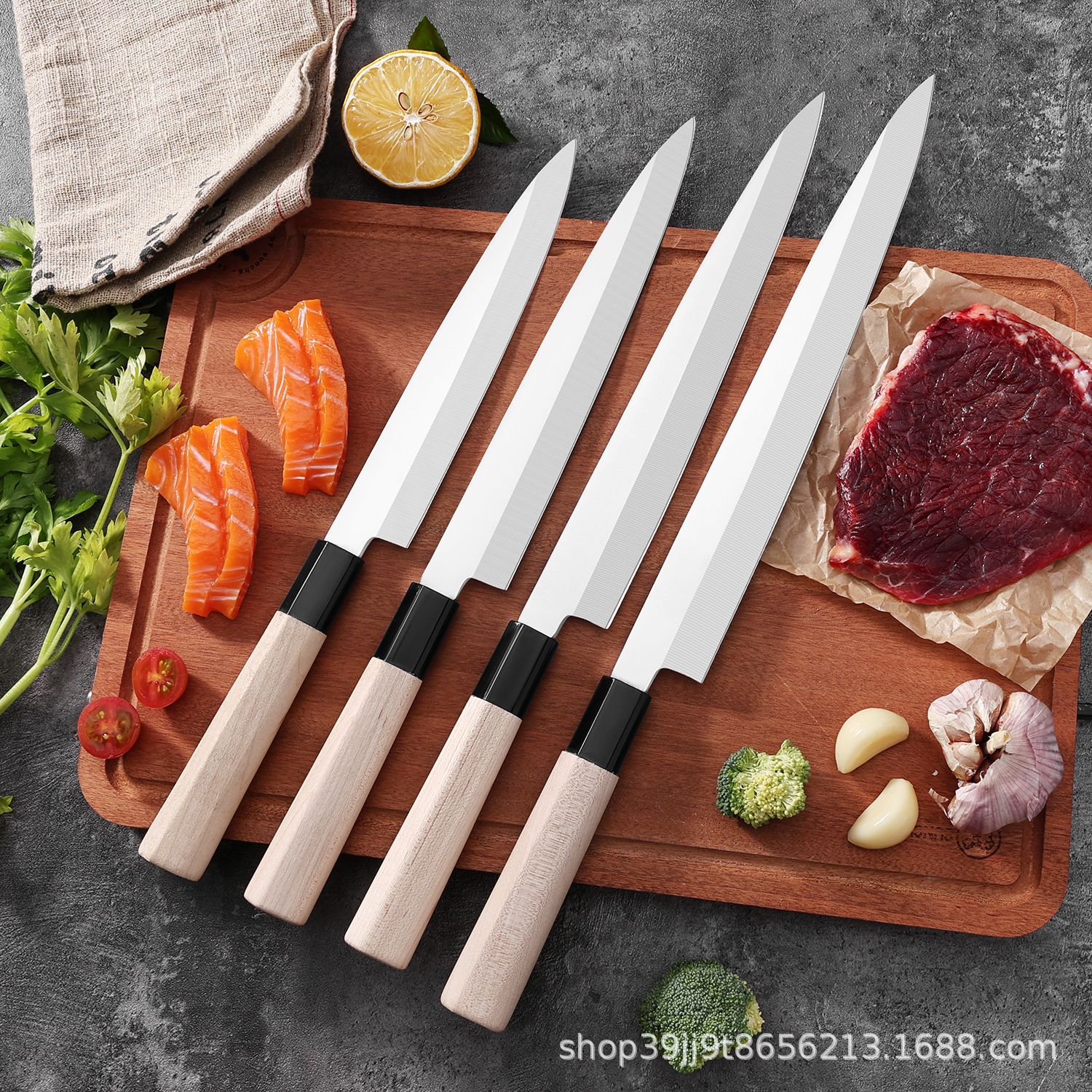 日式料理鱼生刀三文鱼切刀专业厨师分刀生鱼片刀寿司料理刀切片刀