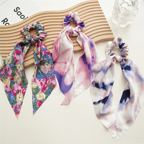 New European and American Style Tie-dye Fabric Braided Hairband Big Bow Hair Circle Headpiece Cross-border Women's Hair Band Square Scarf Hair Circle 